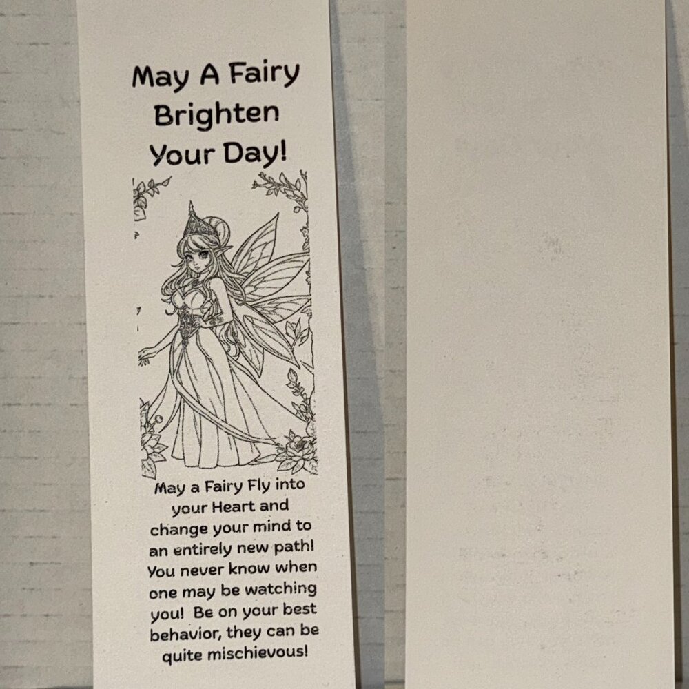 Color Your Own Fairy Bookmarks, 5 qty!